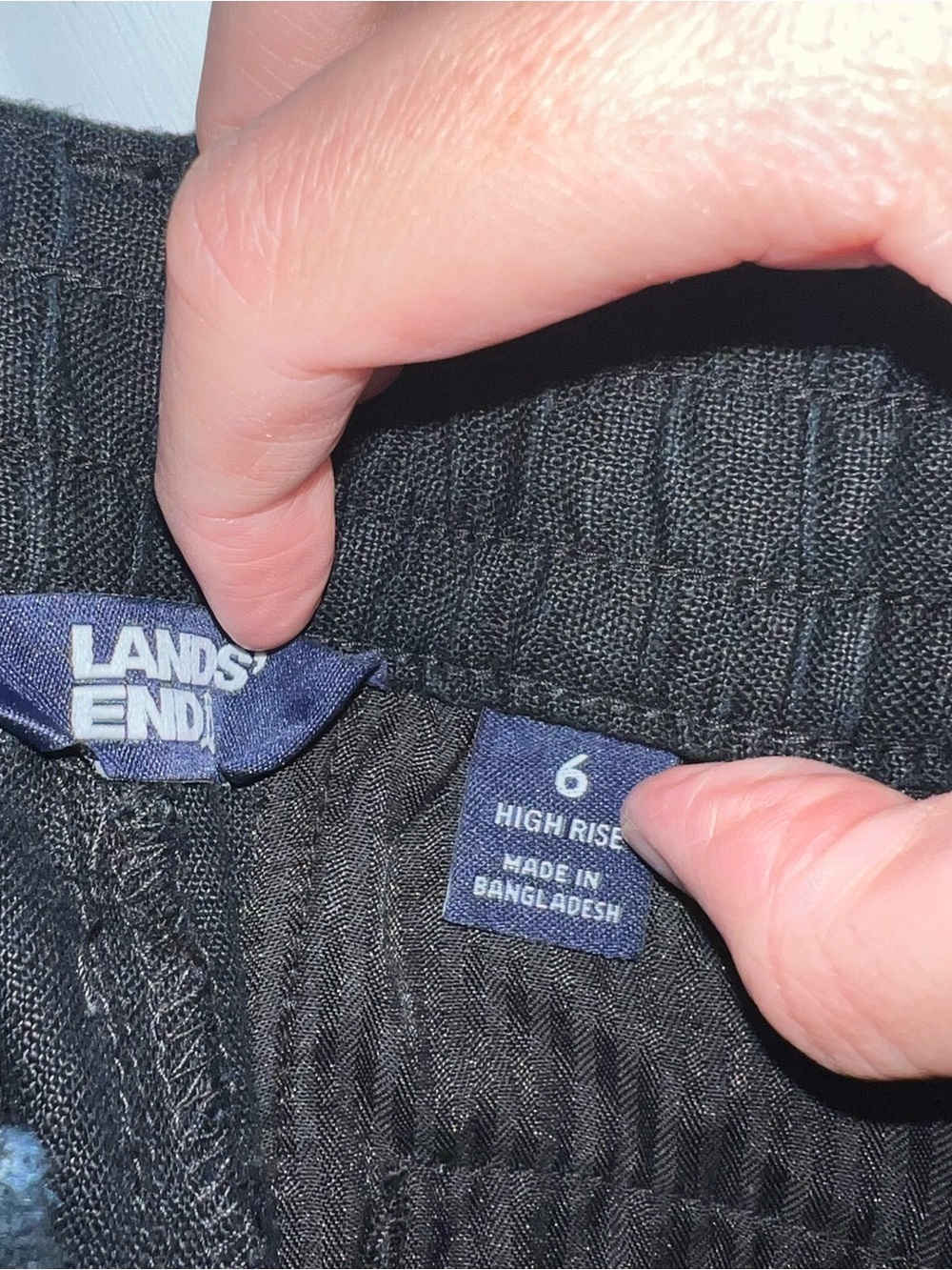 Wide Leg Pants 100% Linen Full Length Black High Waist Lands’ End Size 6 Office - Picture 5 of 7